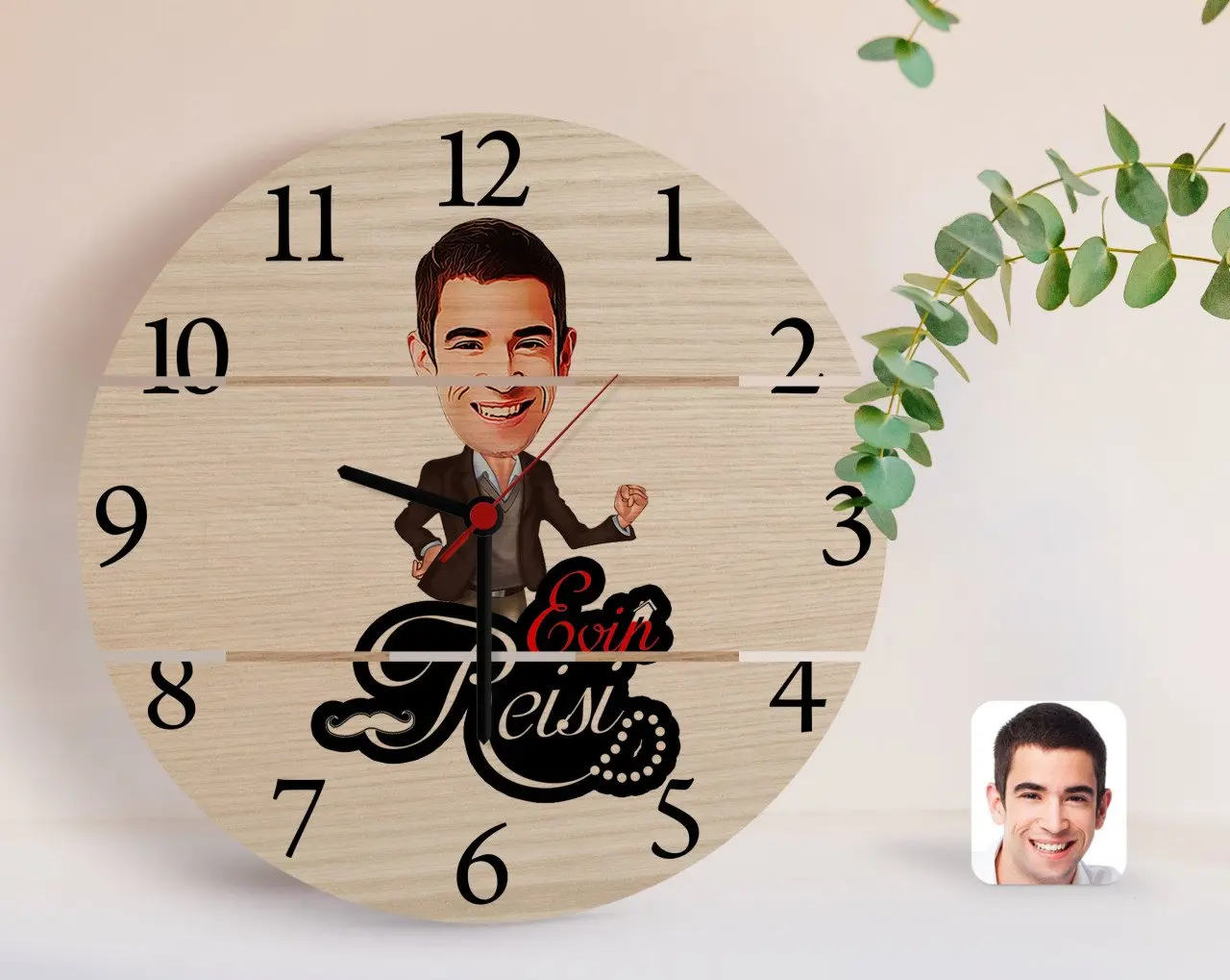 

Персонализированные дом вождя карикатура аутентичный деревянный поддон Saat-3