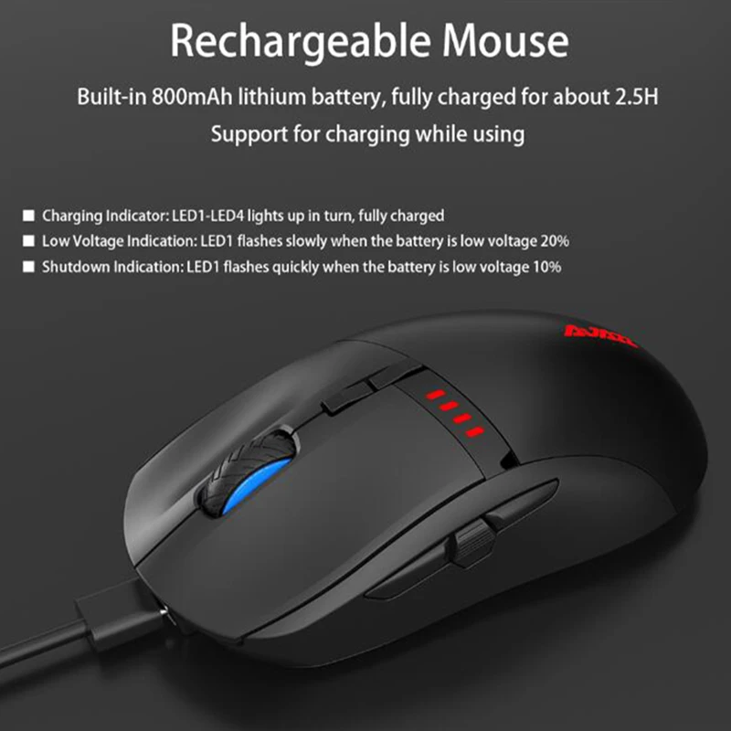 Беспроводная игровая мышка Ajazz i305Pro RGB беспроводная 2 4G Type c двойной режим 16000 DPI 8