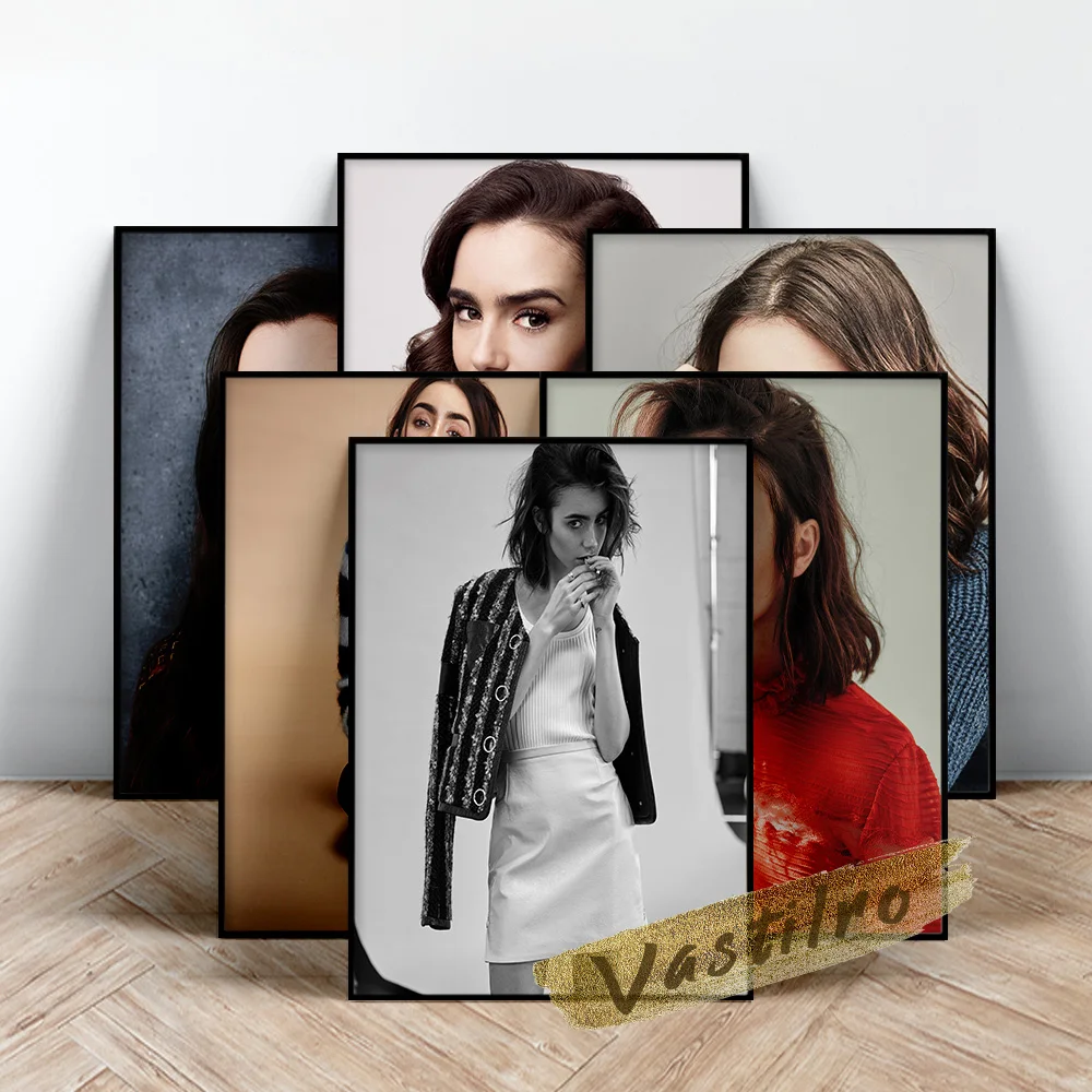 

Lily Collins Actress Art Prints, Beauty Portrait Painting, Movie Star Wall Picture, Living Room Bedroom Wall Stickers, Fans Gift