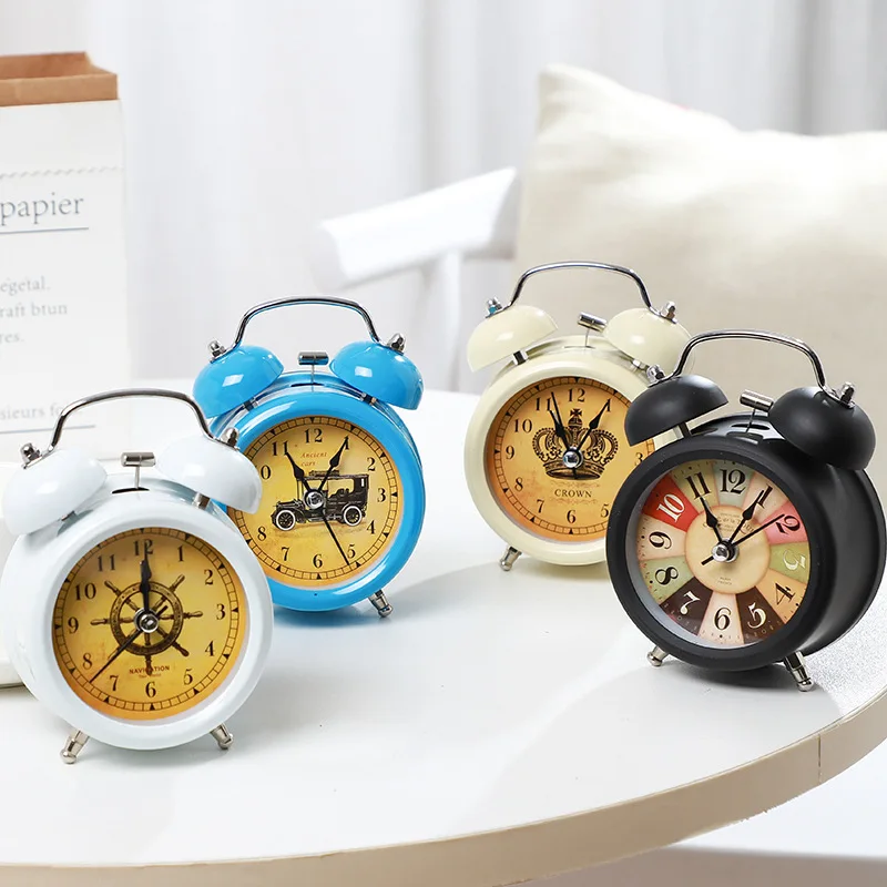 

3-inch metal bell for students with a small alarm clock mute bedside clock creative home retro nostalgic decorative furnishings