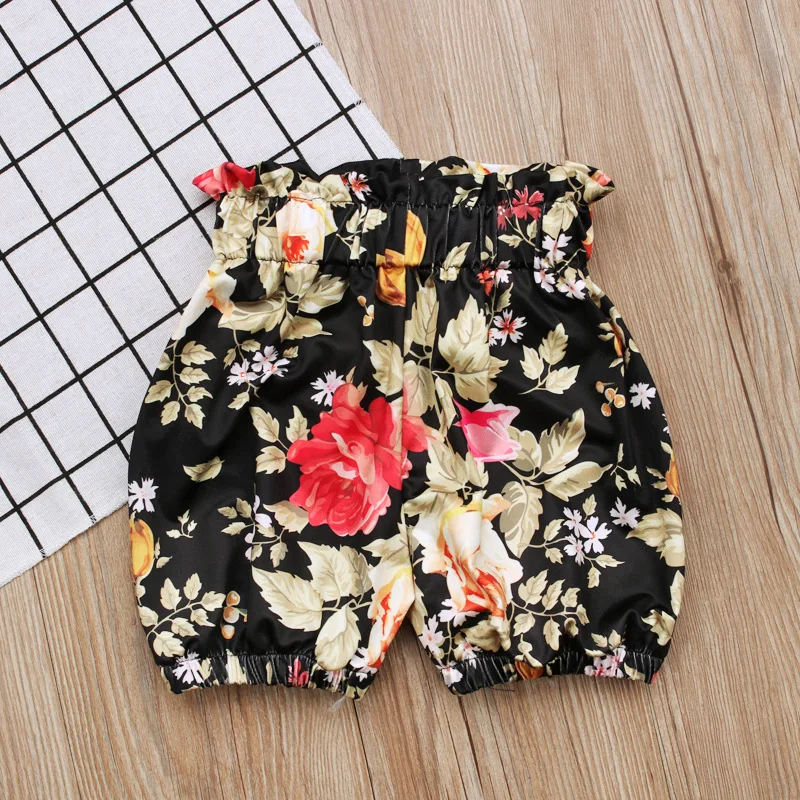 Детская Хлопковая футболка + шорты с цветочным принтом комплект из 2 предметов