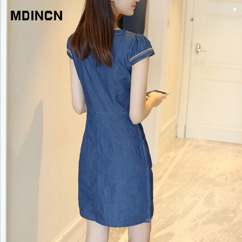 MDINCN горячая Распродажа 2020 новое летнее джинсовое платье женское свободное
