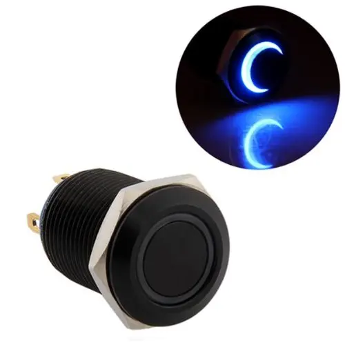 3V Pushbutton Switch Bell Push Blue LED 12 mm Black | Обустройство дома