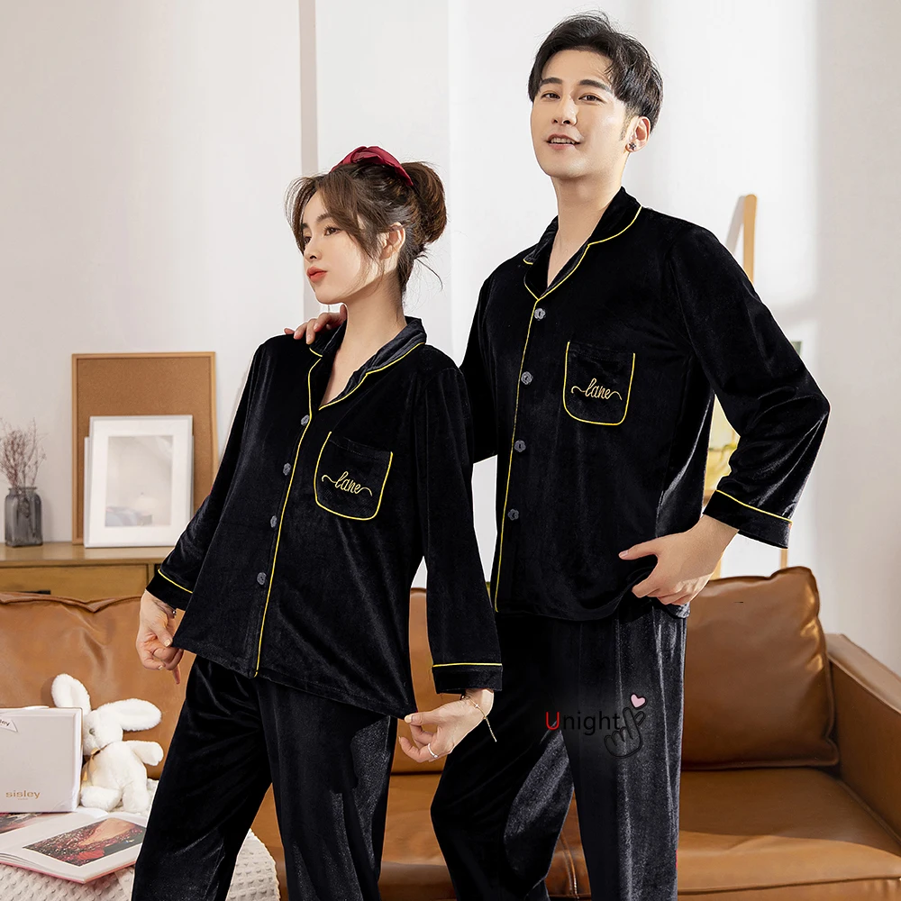 

Пижама бархатная для мужчин и женщин, длинная теплая фланелевая одежда для сна, комплект для отдыха, 5XL, на осень/зиму