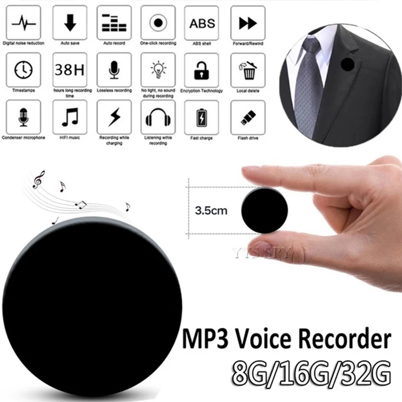 Badge Pin Usb U Disk Voz Pocket Small Digital Wearable Voice