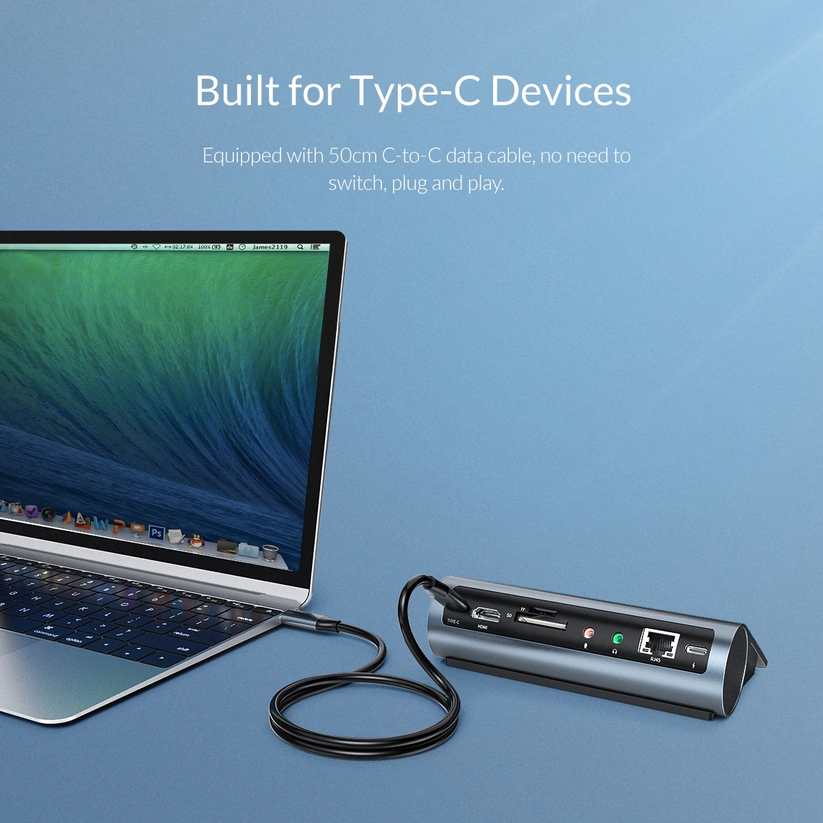 ORICO type-C концентратор USB C к мульти HDMI USB3.0 PD 60 Вт зарядка RJ45 кардридер аудио OTG адаптер док-станция для MacBook Pro Аксессуары