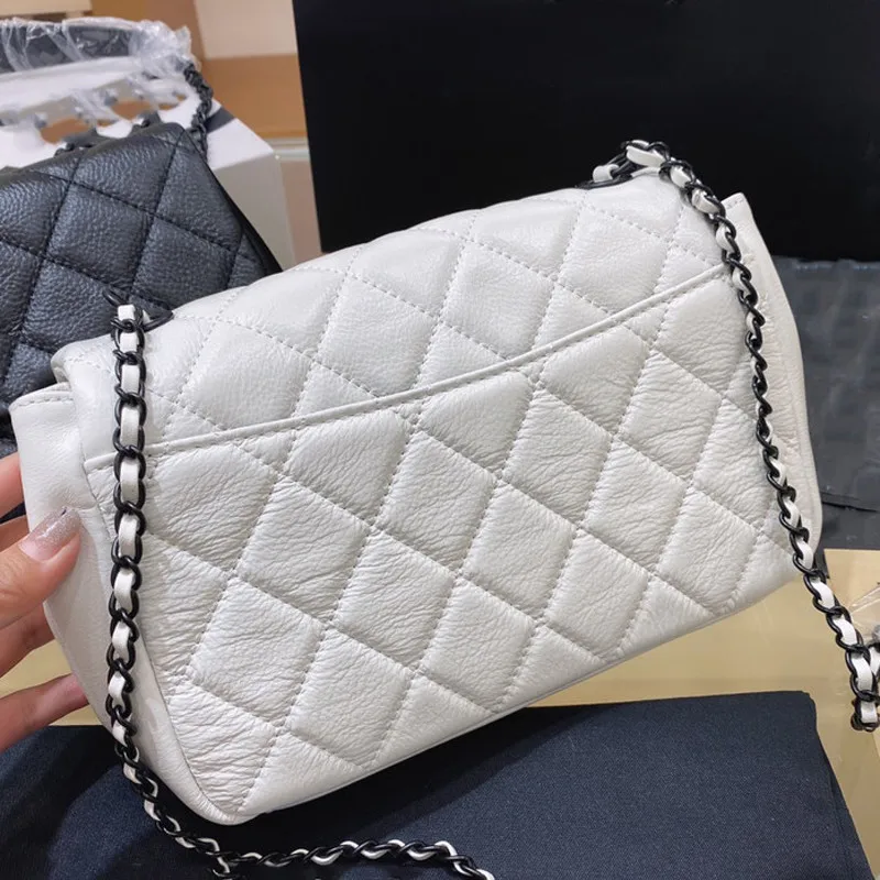 

2020 Classic Women's Handbags High Quality Caviar Designer Flip Shoulder Bag Square Stripe Chain Bag