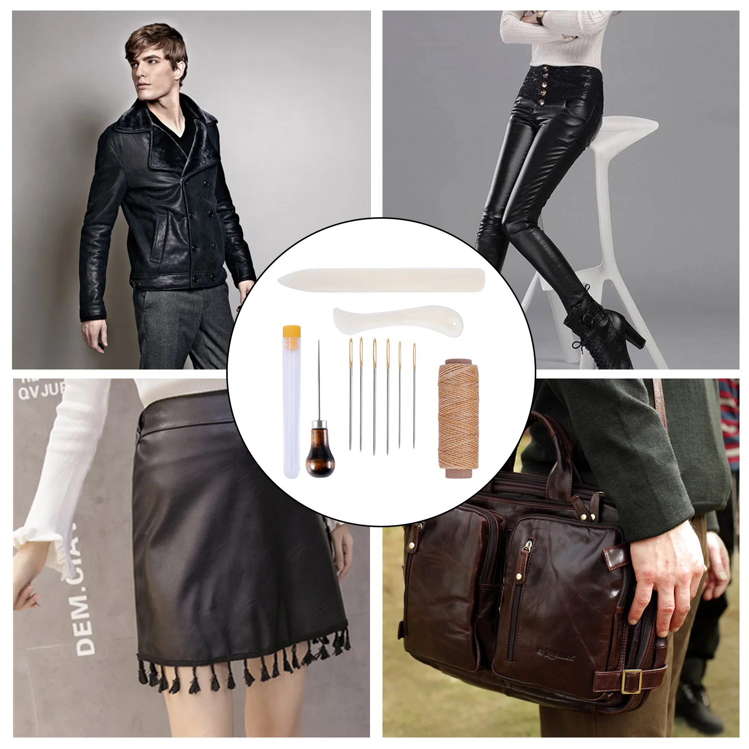 Набор инструментов для переплетения кожи 11 шт. набор с круглыми краями вощеная