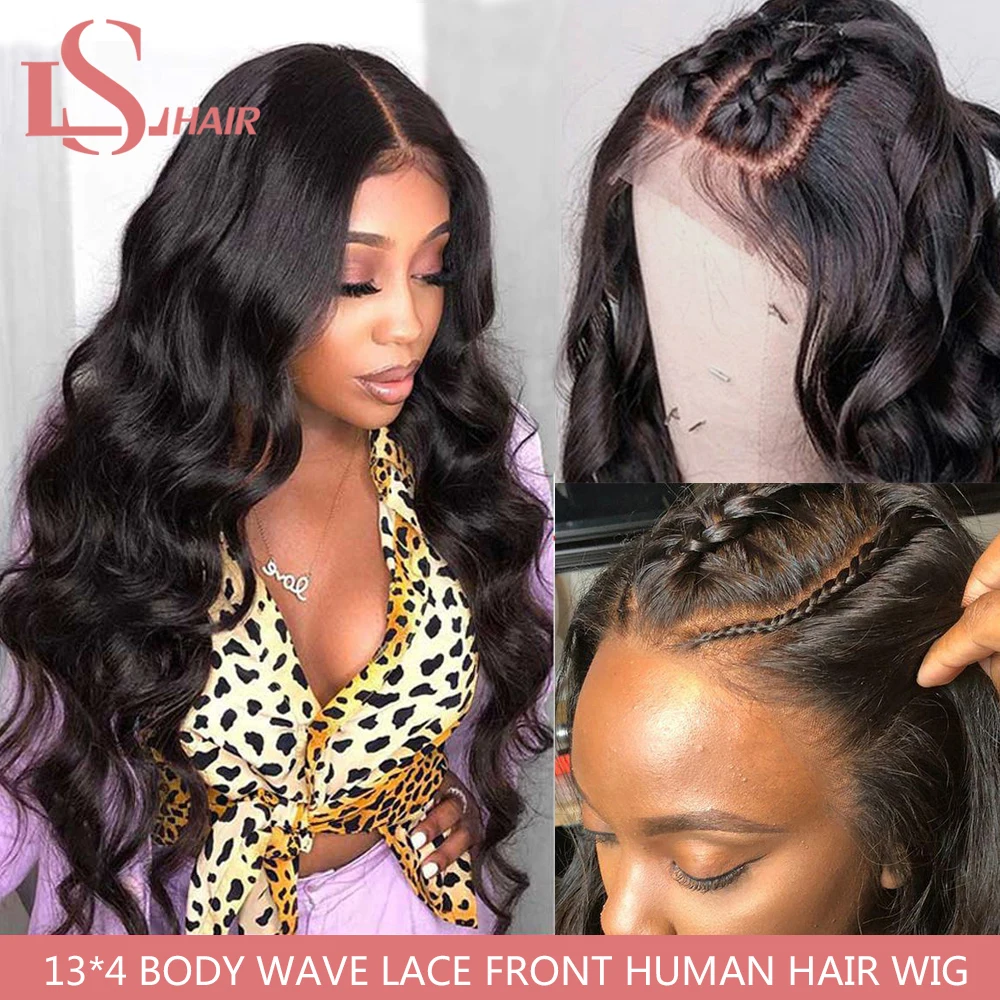Парики LS hair 13x4 из человеческих волос на сетке бразильские волнистые парики с