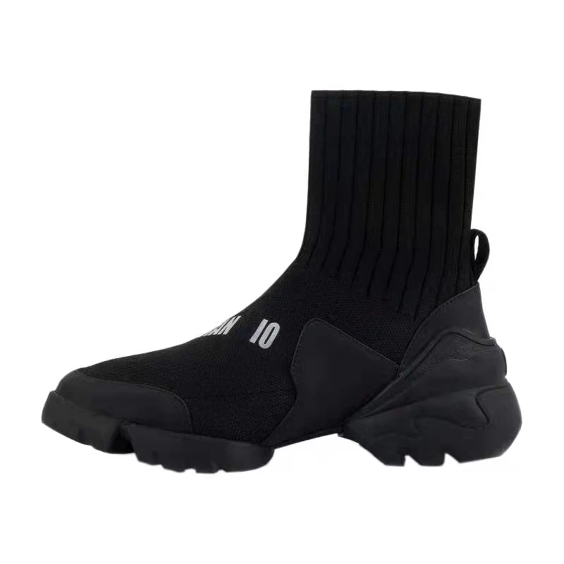 

D Home Luxury Letter Knit Letter Boots Fashion Sports Shoes Female Star With Paragraph Lncrease Casual Old Shoes ElasticKnit