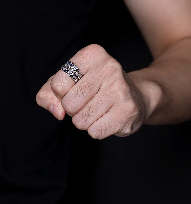 BALMORA 925 Стерлинговое серебро панк Цирконий открытые штабелируемые кольца для