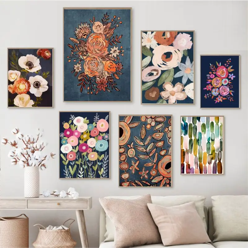 

Colorful Flower Wall Art Canvas Painting Nordic Rose Floral Posters And Prints Wall Pictures For Living Room Mural Home Decor