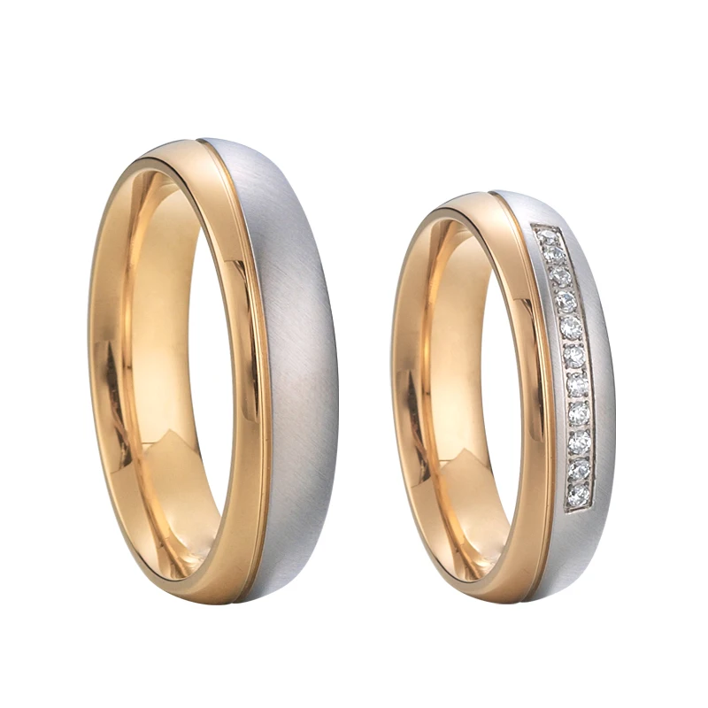 

Rose golden Alliances LOVE proposal men's and ladies Couple Wedding Rings set for men and Women marriage ring stainless steel