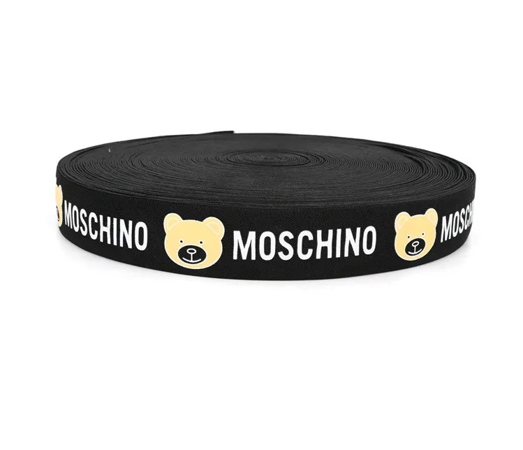 

3.8cm Bear Print Elastic Band Black White Silk Screen High Elastic Rubber DIY Hand Sewing Clothing Home Textile Belt Accessories