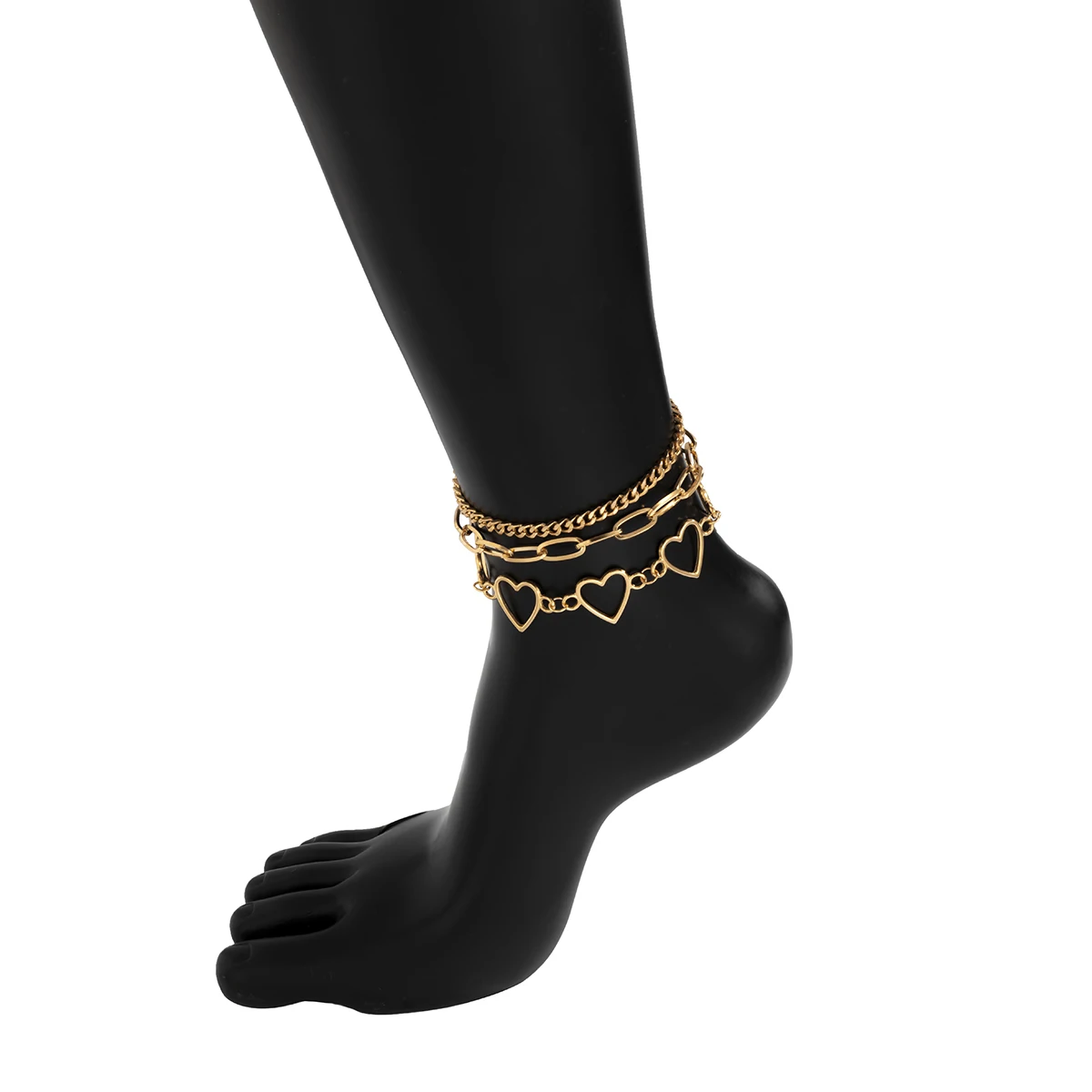 

Fashion Multilayer Cute Heart Chain Anklets for Women Bohemian Simple Cross Chain Ankle Bracelet on the Leg Boho Beach Jewelry
