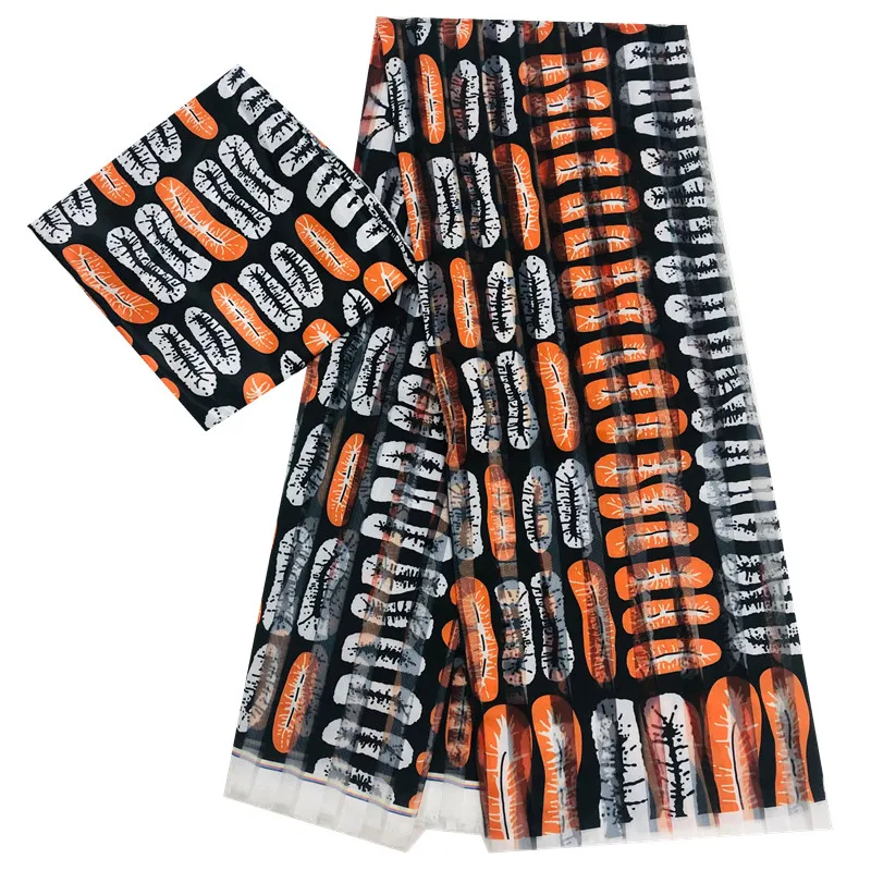 

New Arrival Nigerian Ribbon fabric Materials Hot Sale African Fabric Ankara Wax Prints Fabric Silk Wax Materials 4+2 Yards/PCS