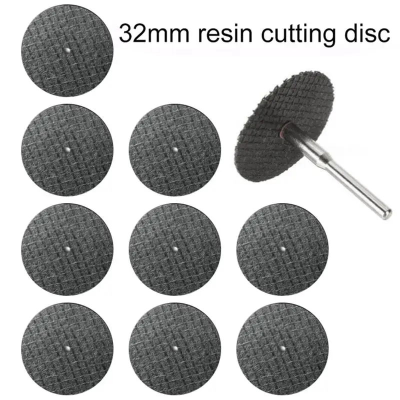 

10 шт. 32 мм полимерный режущий диск шлифовальный круг абразивные режущие диски Мини дрель для роторного инструмента Аксессуары + 1 шт. оправки