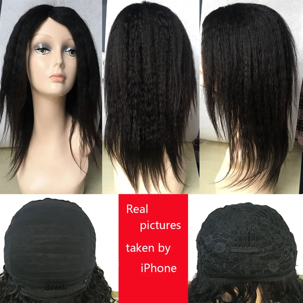 

Yaki Straight Wigs Natural Color Long Kinky Straight Wigs For Black Women Synthetic Heat Resistnat Hair Wigs 180%