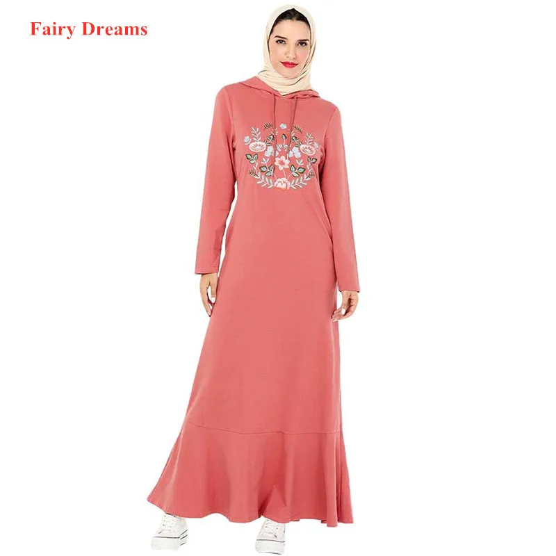 Розовая Абая для женщин мусульманское платье с капюшоном Дубай турецкий Турция