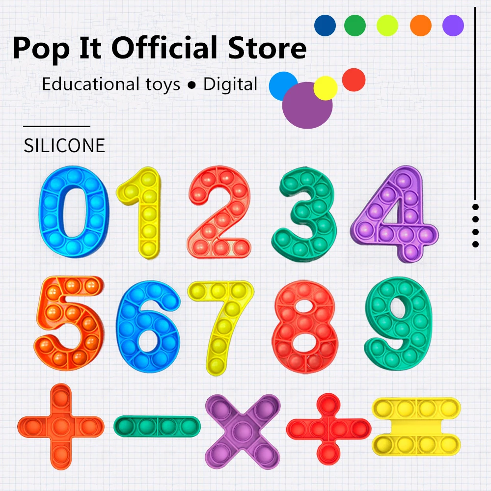

Number Pop It Push Fidget Toys Adult Bubble Stress Relief Squeeze Toys Antistress Popit Soft Squishy Gifts Kids Educational Toys