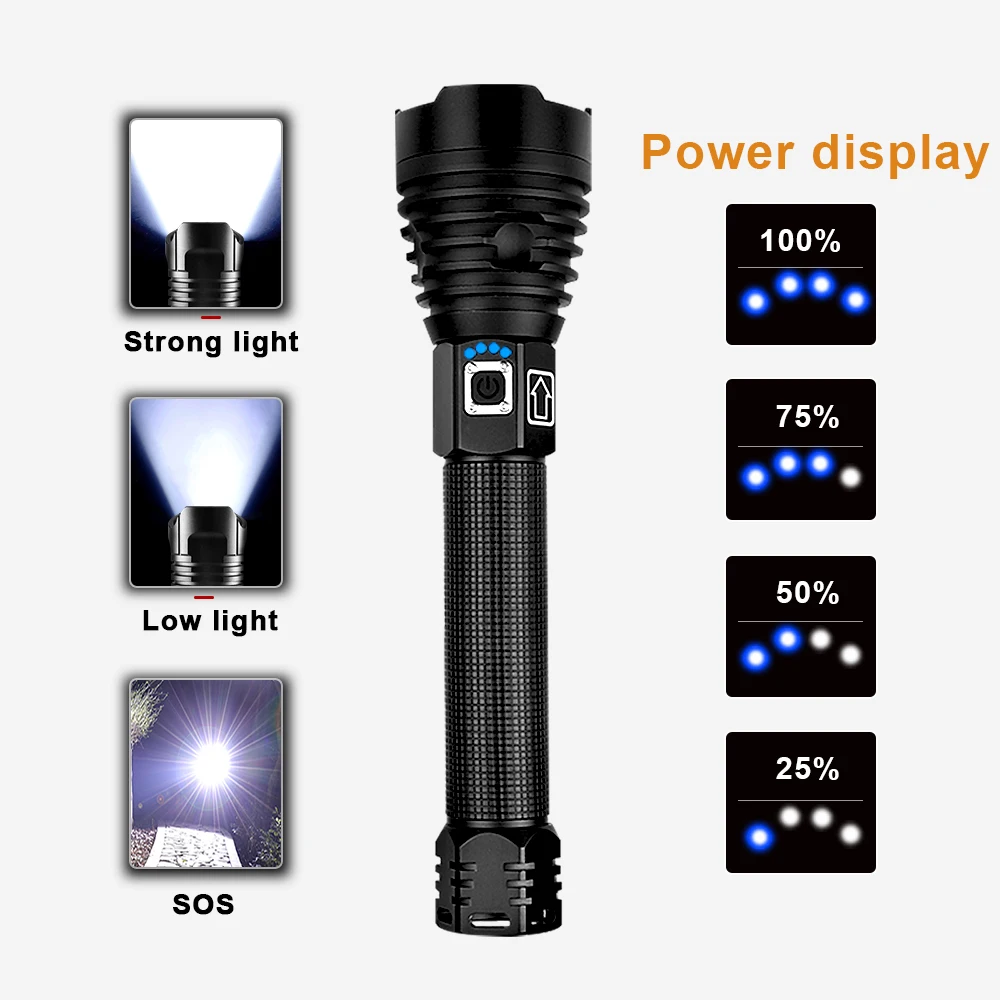 2021 Новый XHP90.3 Led Перезаряжаемые наиболее Мощность Фул вспышка светильник фонарь