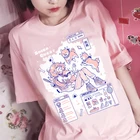 Милые летние футболки в стиле Харадзюку с изображением Сиба-ину-доге, японская Веселая розовая милая девочка Y2K, уличная одежда с рисунками, свободные женские повседневные топы