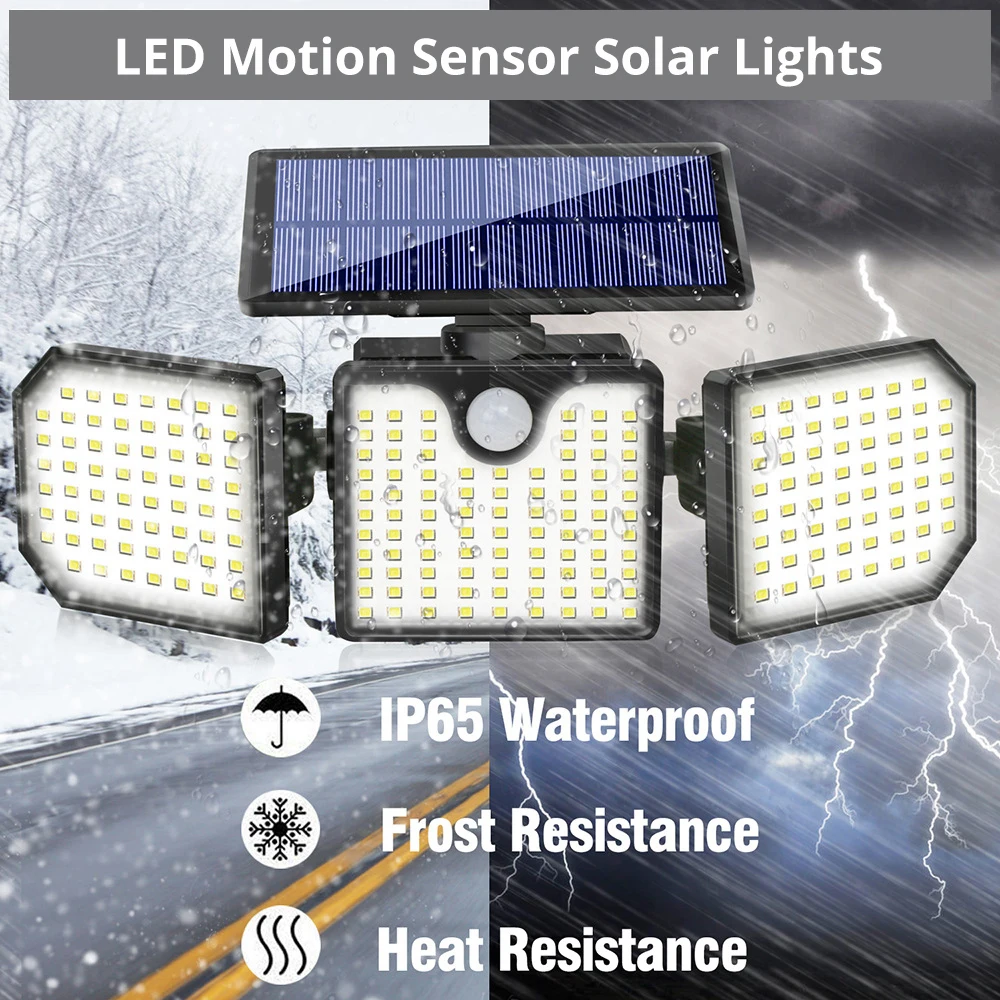 

Уличные Настенные светильники на солнечной батарее, водонепроницаемый фонарь с 3 датчиками движения, суперъяркий светильник с регулируемы...