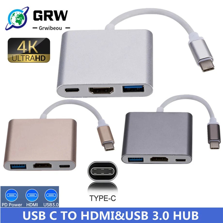 USB C HDMI Тип c Hdmi mac 3 1 адаптер преобразователя типа к HDMI/USB 0/Type-C Алюминий для Apple Macbook
