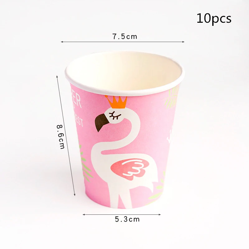 Cup 10pcs Hawaiian Luau Party Decoration Flamingo Tropical Palm Leaves Tableware Paper Plates Cups Pineapple Summer Birthday Party Decor - Цвет: Cup 10pcs