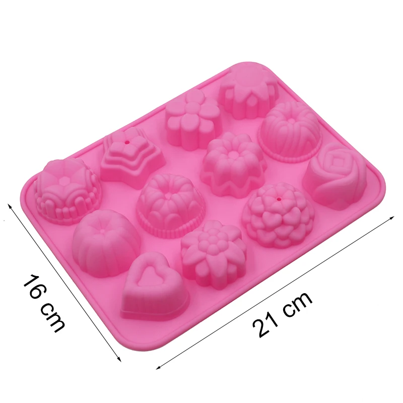 12-полость цветы острые силиконовые формы для торта мини торт шоколадные