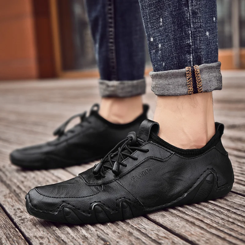 Мужские замшевые мокасины на плоской подошве из натуральной кожи | Обувь