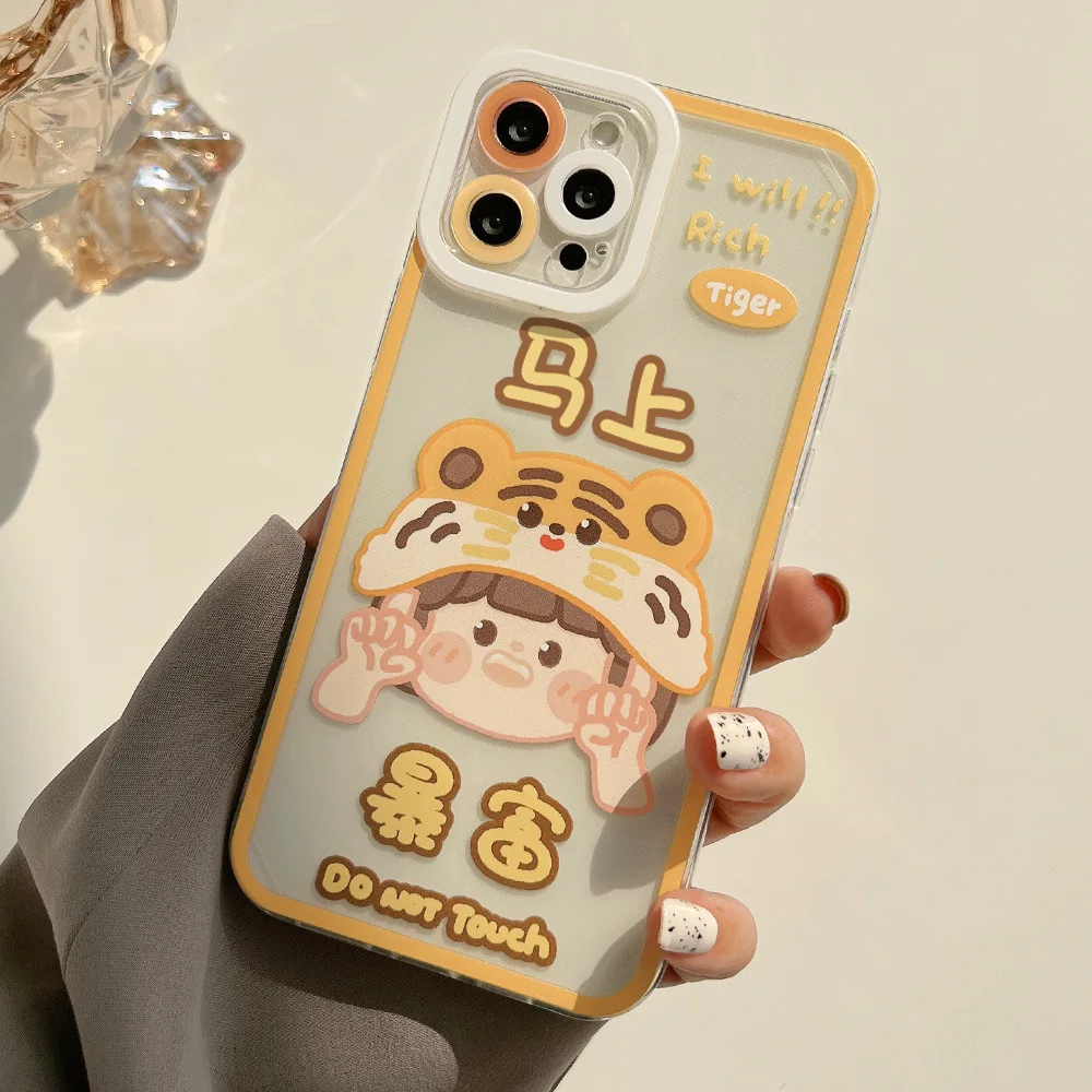 

Funny cute cartoon animal tiger Korea Phone Case For iPhone 13 12 11 Pro Max Mini X Xs Max Xr 7 8 Plus Cases Soft Silicone Cover