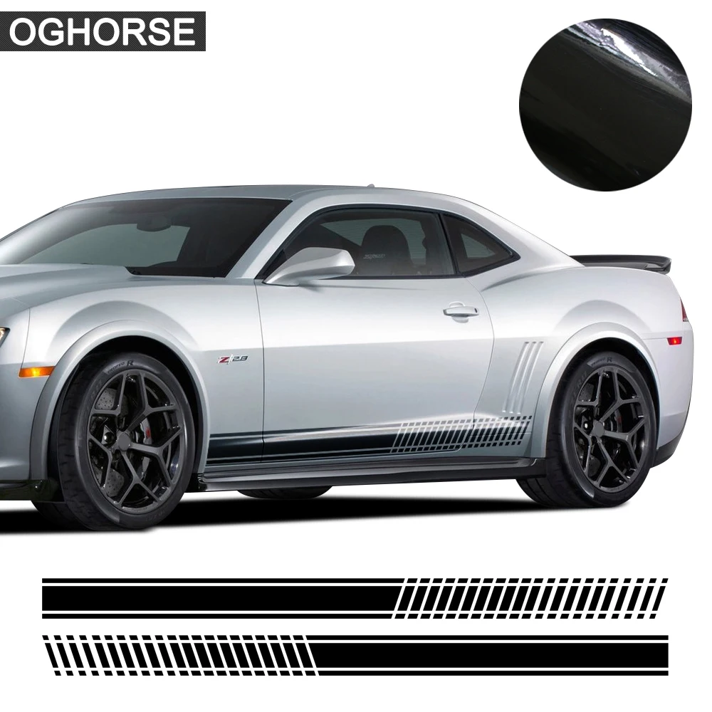 2 X гоночные полосы Автомобильная дверь боковая юбка наклейка кузова для Chevrolet Camaro