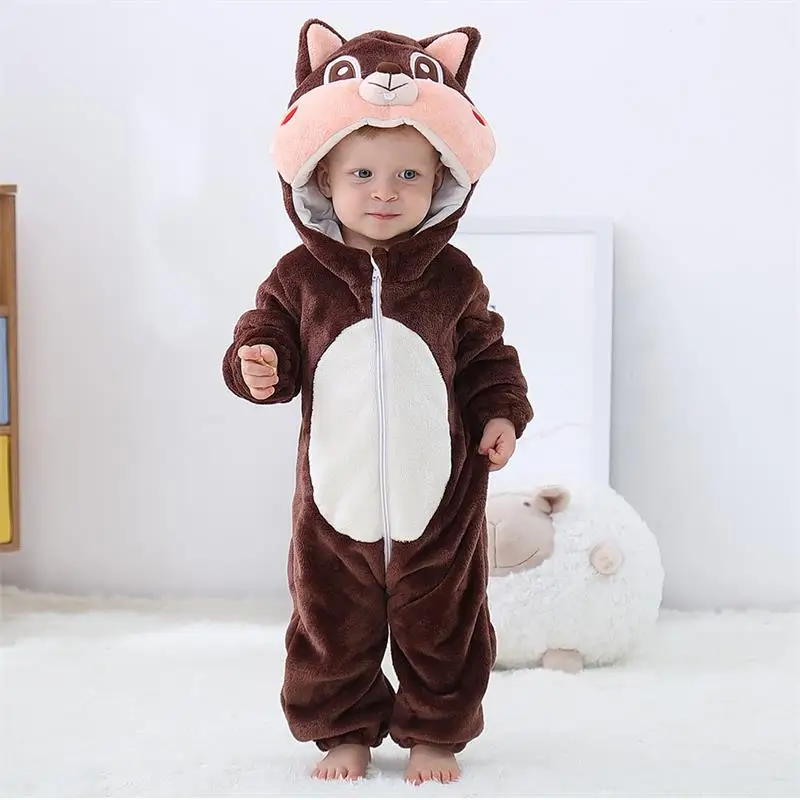 Squirrel MICHLEY; Детский комбинезон унисекс с капюшоном и героями мультфильмов; мягкая фланелевая детская пижама с длинными рукавами; милые детские костюмы для костюмированной вечеринки; повседневная одежда - Цвет: Squirrel