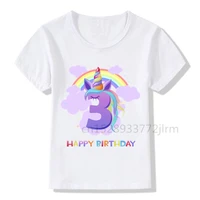 kids happy birthday rainbow unicorn number t shirt children t shirt boy girl gift tshirt present family outfit