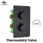 Смеситель с термостатическим клапаном, матовый черныйзолотой, 3 способа регулировки температуры воды