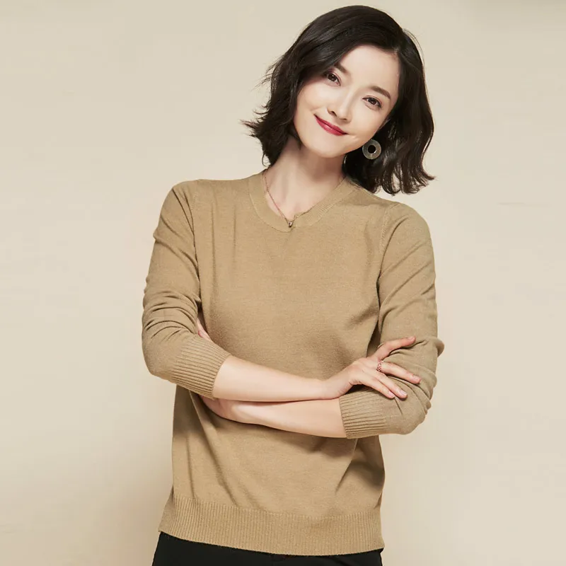 Свитер женский кашемировый с круглым вырезом зимний 2019 | Женская одежда