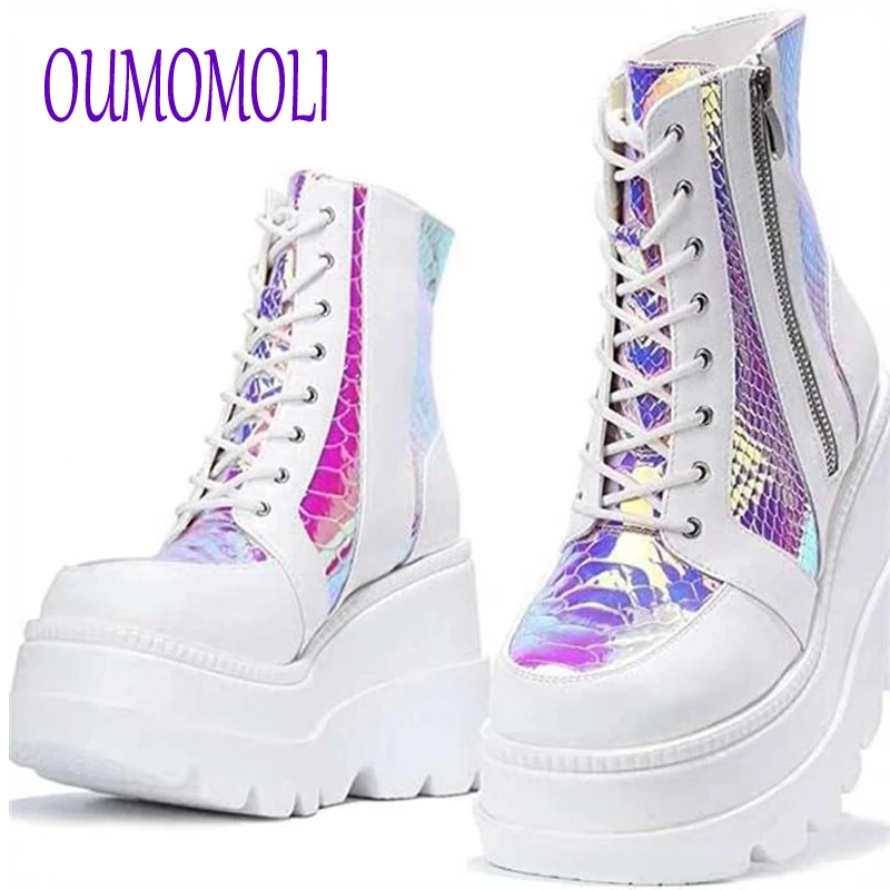 

Женские ботильоны на высокой платформе, с ПВХ ремешком и украшением, V323, 2021