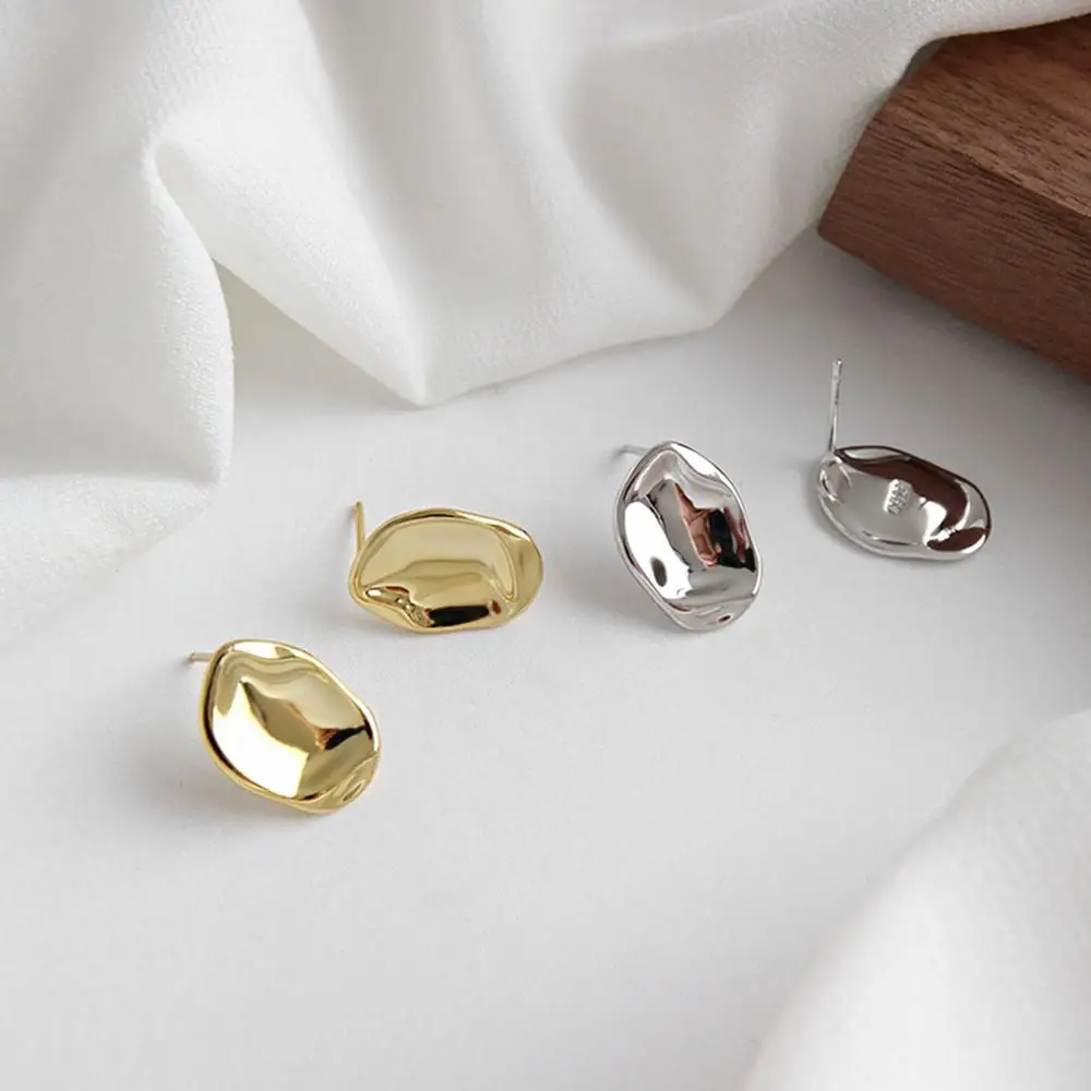 E Jewelry Серьги гвоздики из стерлингового серебра 925 пробы Позолоченные гладкие