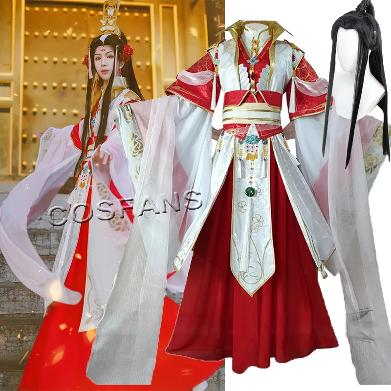 

Небесный официальный благословение Косплей Xie Lian костюм Tian Guan Ci Fu Xielian Платиновый Hanfu anciдоступ наряды полный комплект парик обувь