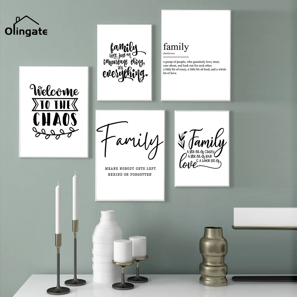 

Simple Family Quote Words Canvas Poster Nordic Black White Style Wall Picture Print One Piece Canvas Art Home Living Room Decor
