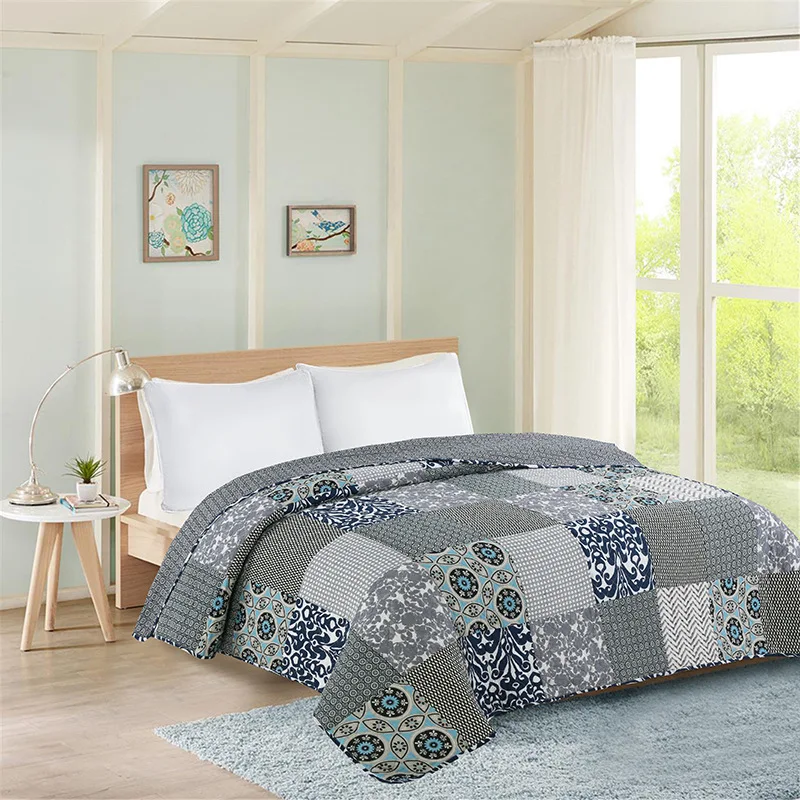 

New Bedding Summer Printed Quilts Blankets Patchwork Quilted Comforter Bed Cover Home Textiles American Air Cconditioning Quilt
