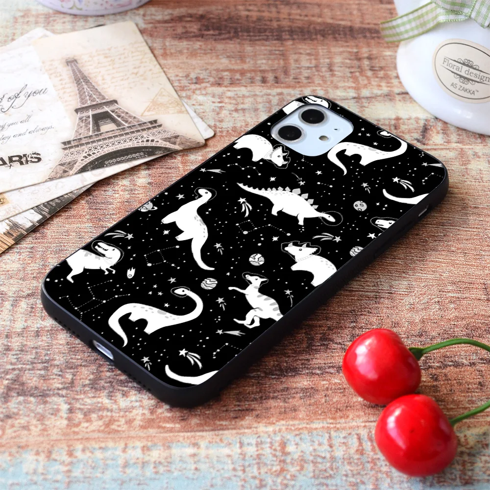 

For iPhone Space Dinosaurs Soft TPU Border Apple iPhone Case