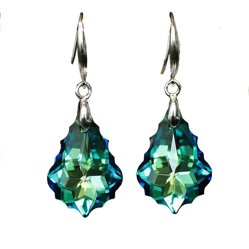 

New Simple Retro Austrian Crystal Earrings Color Baroque Leaf Fashion Drop-shaped Earrings Elegant Temperament Ladies Jewelry