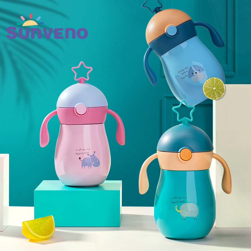 Sunveno, 260 мл, мультяшный детский термос, чашка с мягким носиком, соломинка, непроливайка, Гравитационный шар, чашка для воды, бутылка для воды