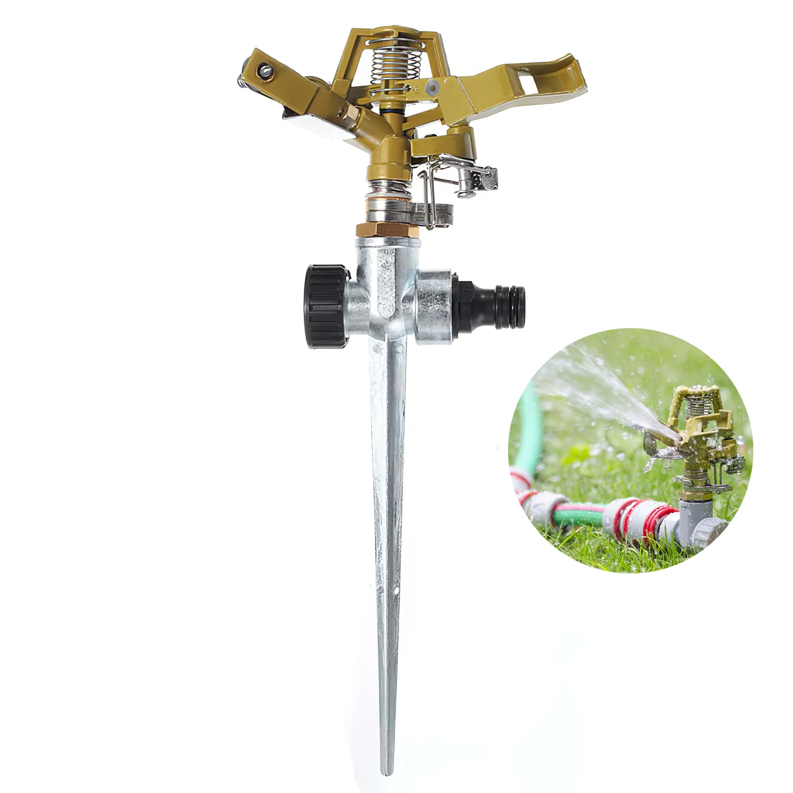 

1/2inch Rocker Arm Sprinkler Zinc Alloy Impulse Sprinkler Adjustable Rocker Arm Irrigation Nozzle With Pin For Garden Lawn