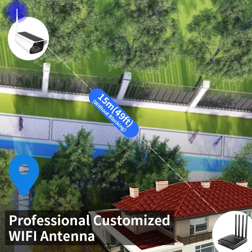 Наружная водонепроницаемая IP-камера на солнечной батарее с Wi-Fi 1080P видеокамера