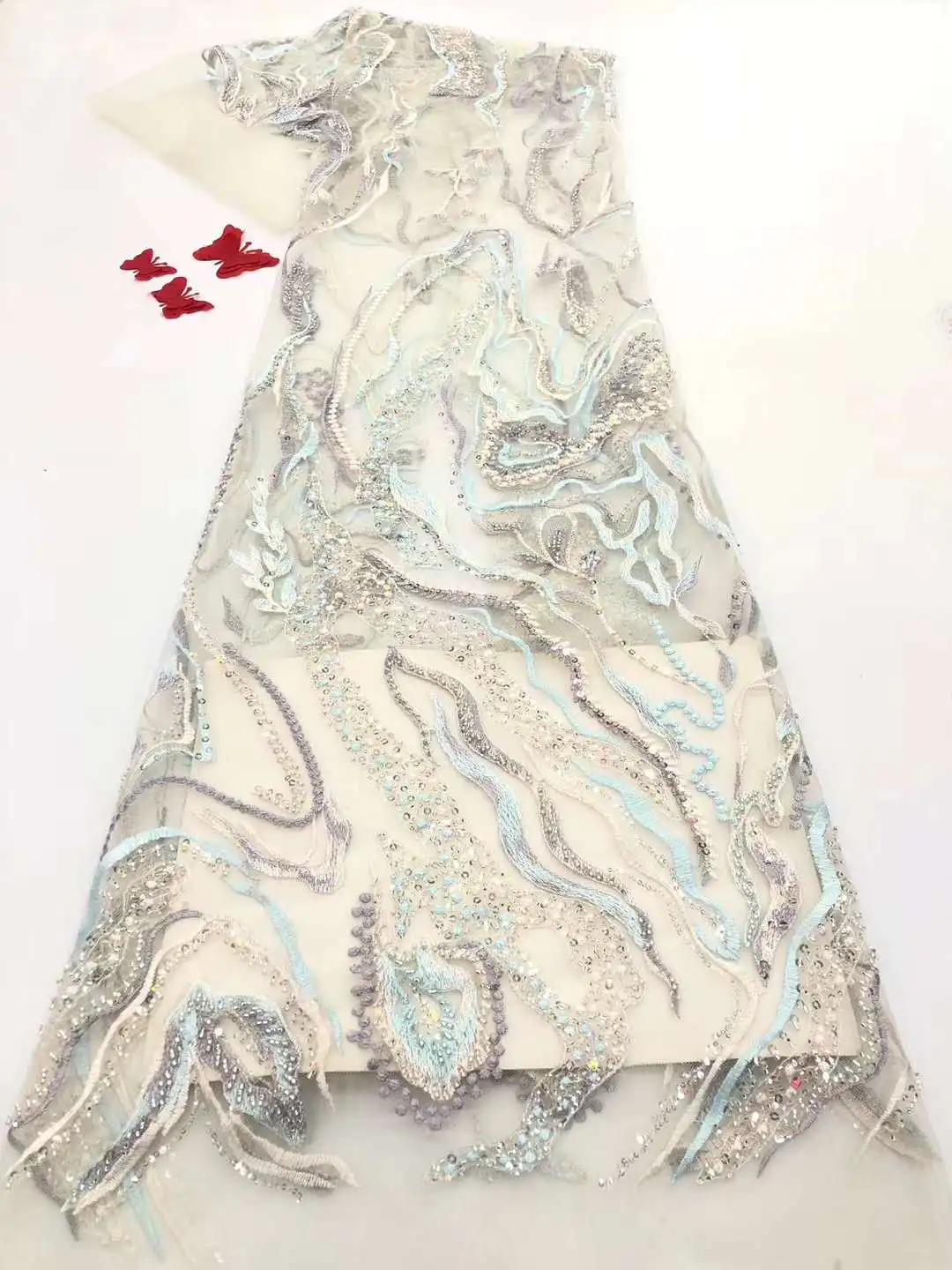 

2022 new design African lace fabric high quality French Nigeria embroidered tulle lace fabric FJ3928