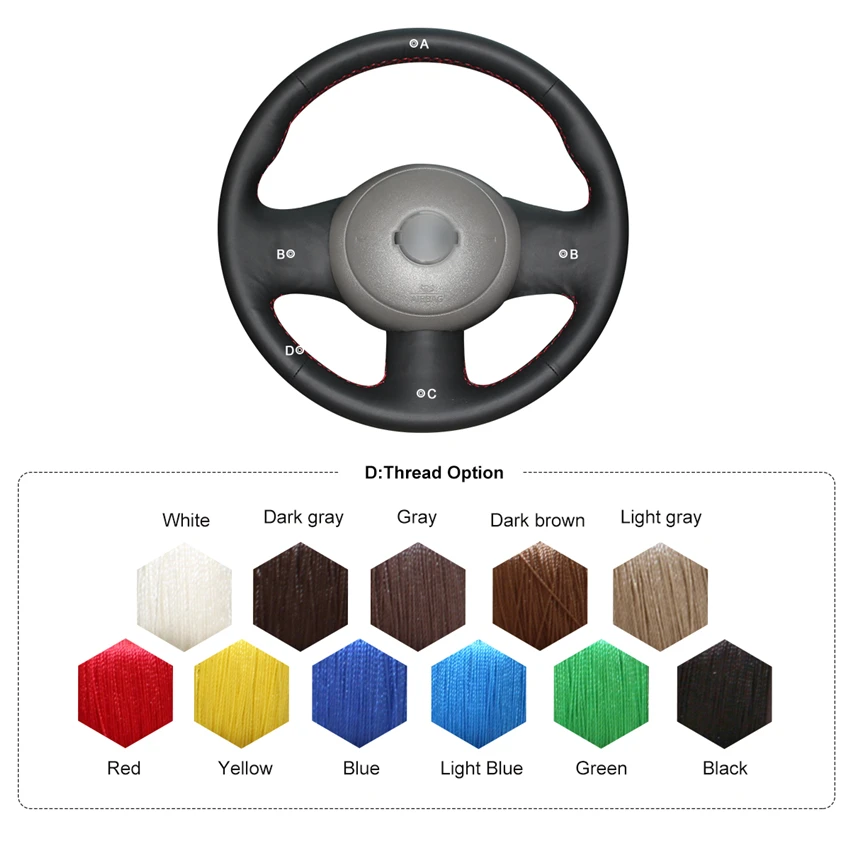 

MEWANT Black Artificial Leather Car Steering Wheel Covers for Nissan Cube 2008 2009 2010 2011 2012 2013 2014 2015 2016 2017-2020