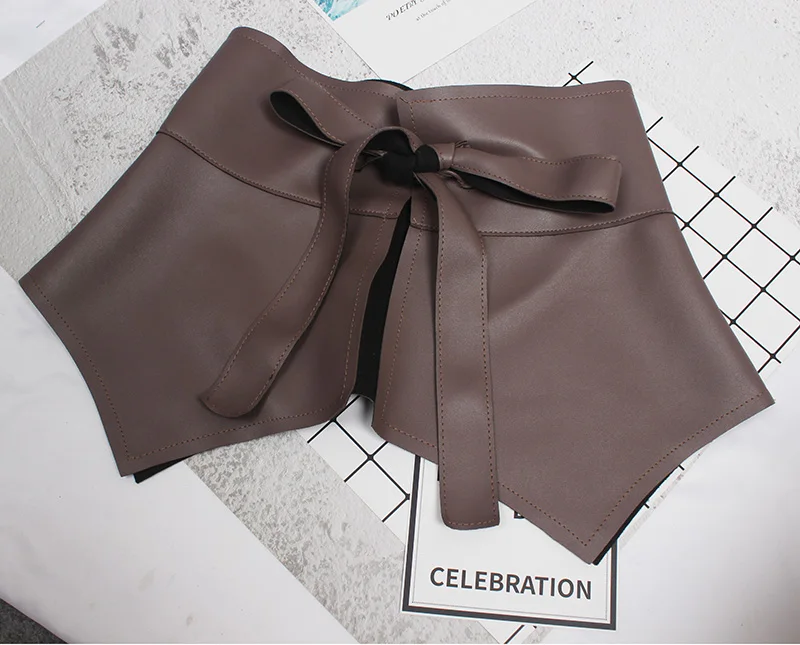 

SuperAen 2021 New Fashion Solid Slim Soft Leather Ruffle Waist Belts for Women